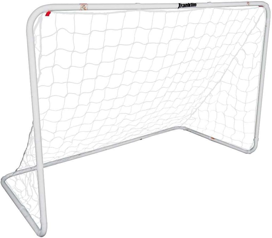Franklin Sports Competition Soccer Goals - Backyard Portable Steel Soccer Goals - Adult + Youth Soccer Goal with Net + Ground Stakes Included - Multiple Sizes + Colors (White)