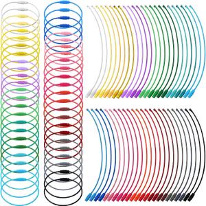 Sasylvia Wire Keychain Cable Stainless Steel Wire Key Ring Colored Luggage Loops Tag with Screw Lock for Hanging ID Key Doll (6 Inch, Multicolor)