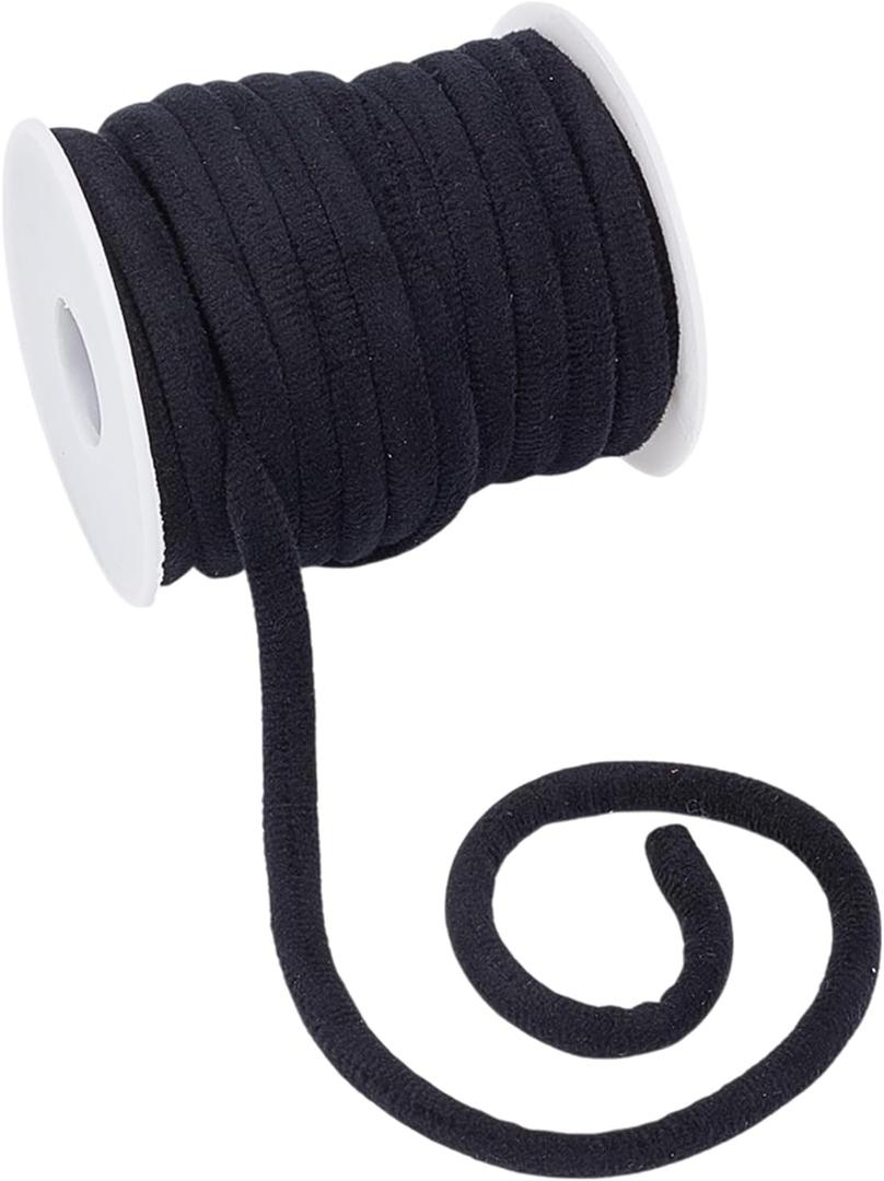 OLYCRAFT 11 Yards 8mm Soft Velvet Round Cord Black Velvet Cord String Velvet Ribbon Velvet Craft Thread Cord Trim with Spool for Choker Necklace Jewelry Making Sewing Accessories