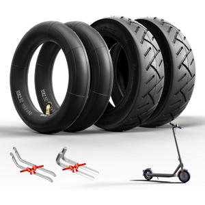 E-Scooter Tire 10x2.5, 60/70-6.5 for Ninebot G30 Max /G30D/G30LP,E-Scooter Spare Tube+Tire Set for Front/Rear Curved Valve(2 Inner+2 Outer)