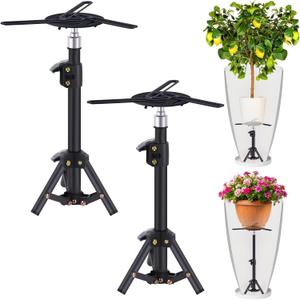 2PCS Adjustable Universal Plant Risers for Pots Inside, Pot Fillers for Planters, Planter Inserts for Large Pots,Planter Lift Insert for Tall Square Round Taper Planter with 14-22" Rise & 7.8-12.6"Top