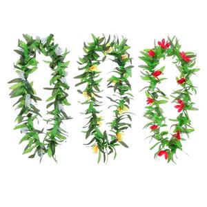 Besutolife Hawaiian Luau Leis Tropical Artificial Flower Leis Necklaces for Graduation Hula Costume Beach Party Hawaiian Luau Party 3 PCS