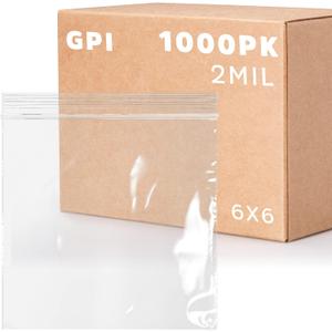 Clear Plastic Zip Sandwich Bags - Bulk GPI Case of 1000 6" x 6" 2 mil thick, Strong & Durable RECLOSABLE Poly Baggies With Resealable Zip Top Lock For Travel, Storage, Packaging & Shipping.