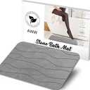 AWW Stone Bath Mat Large, Non-Slip Diatomite Stone Bath Mat, Quick Drying Bath Mat Stone Absorbing, Super Absorbent Diatomaceous Earth Bath Mat for Bathroom Kitchen, Easy to Clean 23.62x15.47, Gray