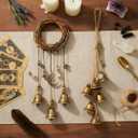 Set of 2 Witch Bells for Door  Featuring a Moon Wreath + Vintage Key, Said to Ward Off Negative Energy; Witches Bells Hanger for Front Door, Entryway & Doorknob; Witchy Decor