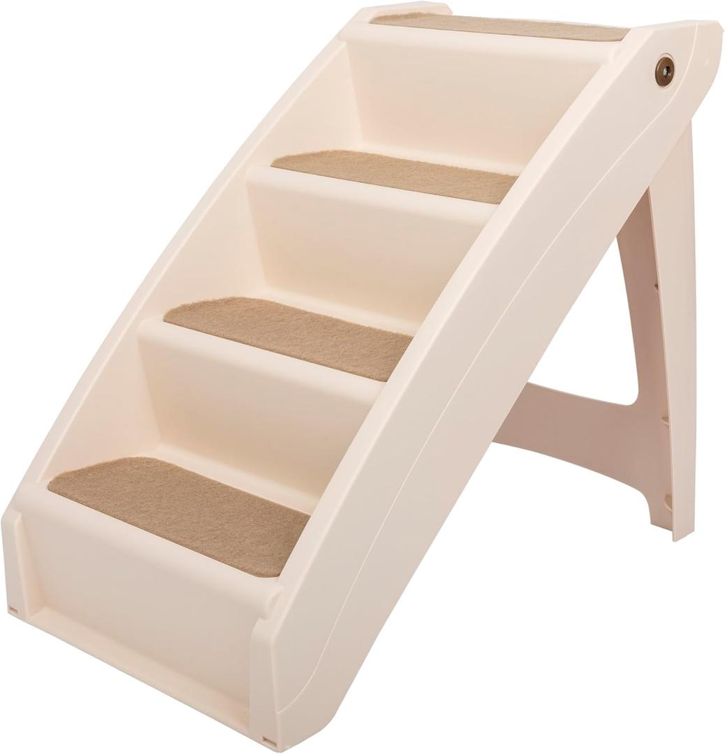 PetSafe CozyUp Folding Dog Stairs, Portable Indoor/Outdoor Pet Steps for Bed, Couch & Car, Tan, 25 Inch