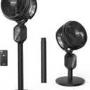 Fan For Bedroom, Pedestal Fans 90+90 Smart Oscillating, Standing Fans for Home 12 Speeds, 4 modes, 12H Timer, Quiet Floor Fan with DC Motor 20dB, 90ft for Room, 22-35'' Adjustable Height (Black)