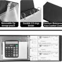 3 Rings Check Binder for End-Stub Deskbook Checks, 3 on a Page, Fit 3 & 9 Holes Check Faux Leather (9.1"x12.5") (Black)