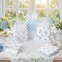 Silkfly 24 Pack Mini Blue Floral Gift Bags with Handles Tissue Paper Small Spring Flower Candy Goodie Bags for Mothers Day Baby Shower Tea Party Bridesmaid Birthday Wedding Supplies, 5x5x3 Inch