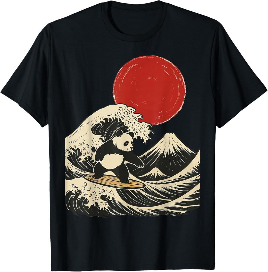 Panda Surfing Japanese T-Shirt Kids 12