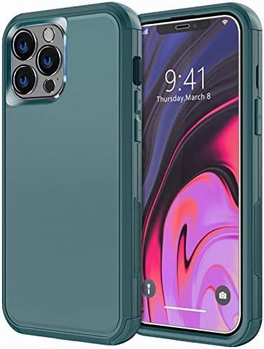 Diverbox Designed for iPhone 12 pro max case with Screen Protector Camera Lens Cover Heavy Duty Shockproof Dropproof Cases for Apple iPhone 12 pro max Phone (Dark Green)