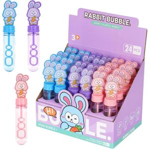 Easter Bunny Party Favors Bubble Wands for Kids Easter Basket Stuffers East-er Buggs Bunny Toys Gifts for Kids Rabbit Bubble Wands 24Pcs