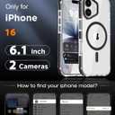 DEERLAMN Strong Magnetic Case for iPhone 16 6.1-Inch,[Compatible with Magsafe][Military Grade Drop Protection] Clear Slim Shockproof Protective Phone Cover-Transparent+Black