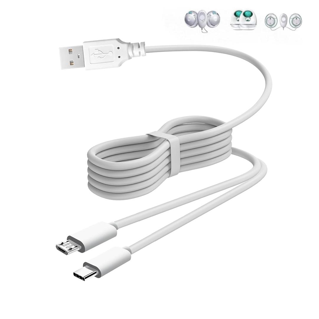 Breast Pump USB Charger Cord Compatible with Elvie Wearable Breast Feeding Pump Stride 2, Double Pump, V2, Hospital-Grade, Stride Plus Catch Milk Collector Replacement Charging Parts Power Cable 5.9FT