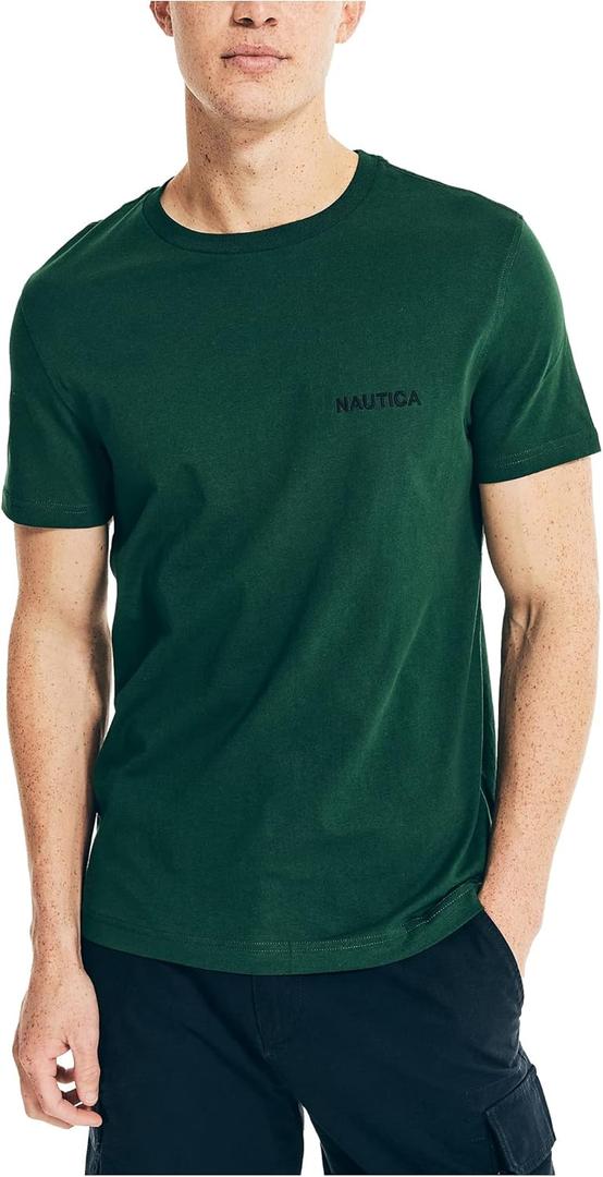 Nautica Short Sleeve Solid Crew Neck T-shirt Shirt (Green, XL)