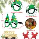 Christmas Light Up Necklace Headband Glasses Set, Christmas Party Favors, LED Bulb Necklace Headwear Eyeglasses Accessories