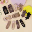 12 Pack Flat Hair Clips for Women  Matte Neutral Square Claw Clips, Flat Barrettes & Flower Pins in Black, Blonde,Light Brown & Dark Brown, Soft Touch Hair Accessories for Thick & Thin Hair