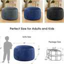 Bean Bag Chairs for Adults - Memory Foam Furniture BeanBag Chair - Kids/Teens Sofa with Soft Micro Fiber Cover - Round Fluffy Couch for Living Room Bedroom College Dorm, Navy, Medium