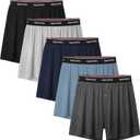 Boxers for Men Viscose from Bamboo Men's Underwear Boxer Shorts Breathable Mens Boxer, Loose Fit, Knit Pack (3: Blue Grey Black Multi)
