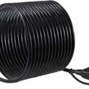 25FT Black Outdoor Extension Cord - Flat Plug, Waterproof SJTW 16Gauge, 125V 13A 1625W 3Prong Grounded Exterior Cord, Cold Weather