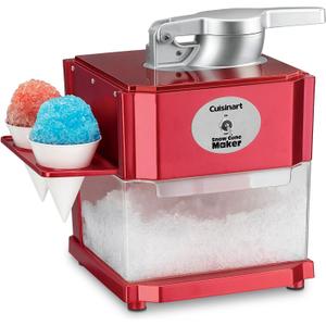 Cuisinart Snow Cone Machine, Home Shaved Ice Maker for Snow Cones, Snow Cone Maker with Reuseable Paper Cups, Makes 5 Icy Cones for Slushies, Frozen Drinks , Red, SCM-10P1