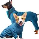 ROZKITCH Dog Fleece Sweater, Pet Windproof Warm Cold Weather Jacket Vest Cozy Jumpsuit Apparel Outfit Clothes for Small Medium Large Dog Walking Sleep 2XS (2XS(Back Length:11"), Turquoise)