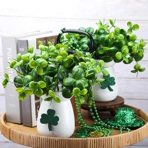 Maxcheck 2 Pack St. Patricks Day Shamrock Vase Large Artificial Clover Plants Live in Pots St. Patricks Plants Vase Gift for Irish Party Tiered Tray Decoration