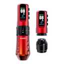 Mast Tattoo Flip4 Pro Cordless Cord Tattoo Gun Machine Pen 2.5mm-4.5mm Strokes Length Coreless Motor Power by Mcore 2 Batteries for Lining Shading Coloring (Red, 2 Batteries)