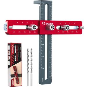 Saker Cabinet Hardware Doweling Jig - Cabinet Handle Template Tool for Knobs and Pull - Adjustable Self Centering Punch Locator Precise Woodworking Drill Guide (6.5" Jig Saw)