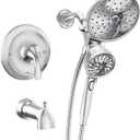 Moen Engage Magnetix Chrome Multi-Function Handshower and Rainfall Shower Head Trim Combo with Shower Handle, Tub Spout, Metal Hose, and Valve, 82304