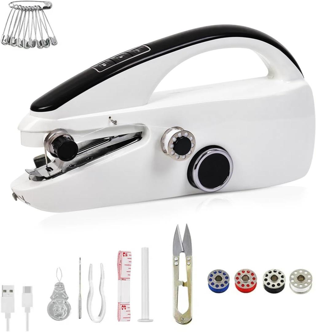 Handheld Sewing Machine for Quick Stitching, Easy to Operate Mini Portable Hand Sewing Machine for Beginners with Sewing Kit, Ideal for Home, Travel, and DIY (Sewing Kit B)