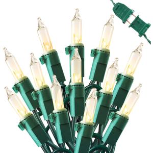 Hopolon 2 Pack 13ft 50 Clear Mini Christmas String Lights on Green Wire Cord for Indoor Outdoor Use, Connectable 120V Clear Tree Lights for Wedding, Bedroom, Porch Decor(Warm White)