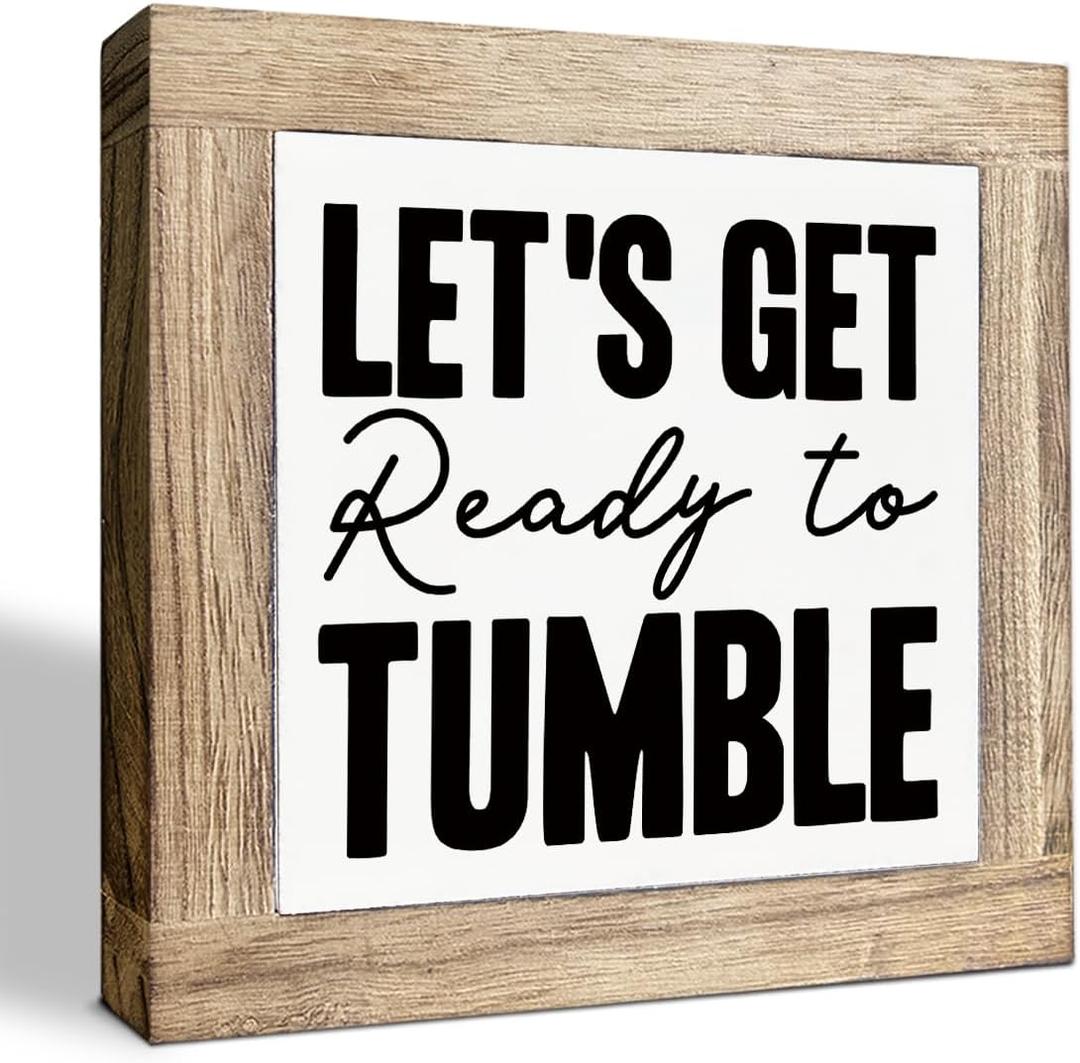 Let's Get Ready to Tumble Sign, Laundry Humor Wood Sign, Farmhouse Style Laundry Room Decor, Rustic Home Decoration, Desk Decors Art, Funny Home Decor, Decorative Wooden Table Signs