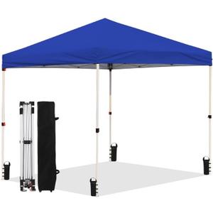 POP Up Canopy 10X10 FT,Easy Set-up,Heavy Duty Folding Shelter with 4 Sandbags,Ropes,Adjustable Straight Leg Heights,Outdoor Patio Sun Shade for Parties,Garden,Blue (10'X10')