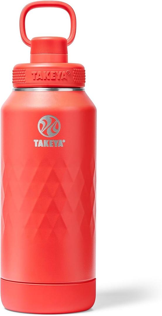 Takeya Sport 32 oz Triple-Insulated Stainless Steel Water Bottle, Spout Lid  Leakproof, Sweatproof, BPA-Free, Keeps Drinks Cold 36 Hrs, Hot 14 Hrs  Crimson