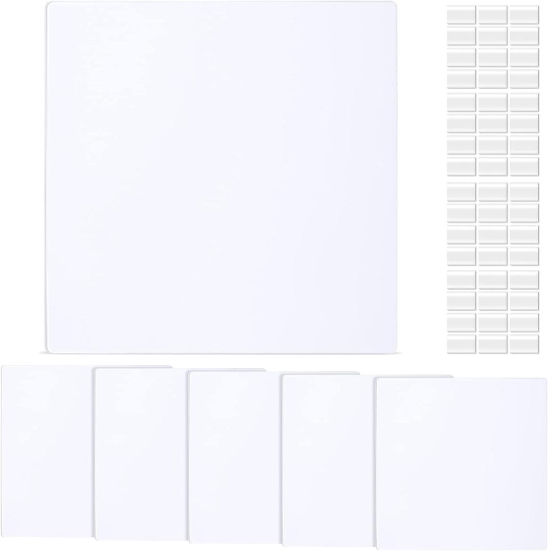 Sosation 6 Pcs Square Plastic Flat Blank Plate Wall Hole Cover Ceiling Cover Plate with 48 Pcs Double Faced Adhesive Tape for Ceilings or Wall (5 Inch)