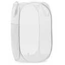 Collapsible Mesh Pop Up Hamper with Wide Opening and Side Pocket - Breathable, Sturdy, Foldable, and Space-Saving Design for Clothes and Storage (White)