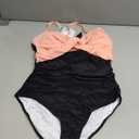 B2prity Women's One Piece Swimsuits Tummy Control Front Cross Bathing Suits Tie Back Slimming V Neck Swimwear (Large, Pink Black Color Block)