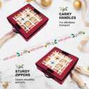 VERONLY Christmas Ball Ornaments Storage Box with Dividers -  Collapsible Xmas Decorations Organizer with 2 Handles and Lids for Holiday (Red)
