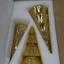 Hewory Mercury Glass Christmas Tree: Set of 3 Gold Table Top Christmas Ornaments Trees with LED Lights, Christmas Centerpiece Table Decorations Indoor for Dining Fireplace Mantel Winter Holiday Decor