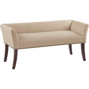 Madison Park Accent Bench, Upholstered with Nailhead Trim, & Padded Seat Entryway Bench Small, End of Bed Bench with Back, 49.5" W x 19.25" D x 23" H, Tan