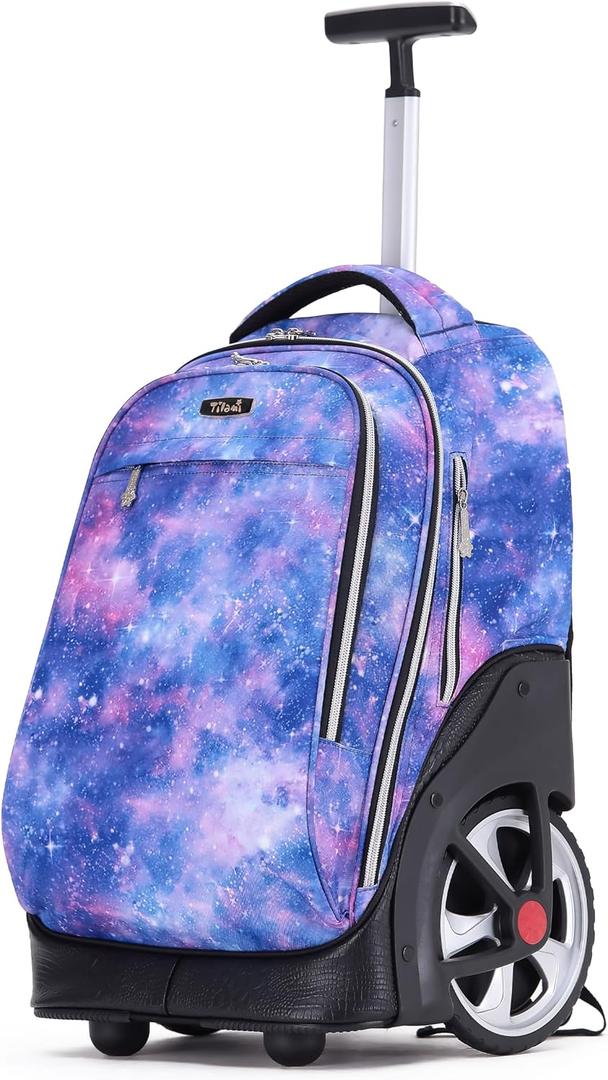 NEW TILAMI 19 Inch Rolling Backpack for School Stair-Climbing, Purple Star