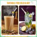 12Pcs Reusable Glass Straws, Cute Straws with Colorful Butterfly Flower, Clear Glass with 4 Cleaning Brushes for Smoothies, Milkshakes, Juices, Teas