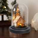 PATIKIL 7.7"x3.9" Clear Cloche Glass Dome, Glass Bell Jar Display Case Tabletop Centerpiece with Black Wooden Base for Christmas Home Decor