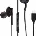 2025 New in-Ear Earbuds Stereo Headphones for Samsung Galaxy Z Fold6 S25 S24 S23 S22 S21 S20 Note 10 10+ - Designed with Microphone and Volume Remote Type-C Connector-(Black)