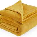 Bedsure Fleece Blanket Queen Blanket Gold Yellow - Bed Blanket Soft Lightweight Plush Fuzzy Cozy Luxury Microfiber, 90x90 inches