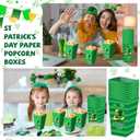 Tenceur 12 Pcs St. Patrick's Day Paper Popcorn Boxes Shamrock Mini Party Boxes Green St. Patrick's Day Treat for Irish Holiday Party Favors Decorations Goodie Candy Cookie Sweet Containers