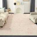 Washable Area Rug for Living Room - Stain Resistant Urtla Thin Rugs with Non Slip Rubber Backing - Indoor Floor Carpet for Dining Room Home Office Dorm (Pink/White, 8x10 Feet) (8' x 10' (Rectangular))