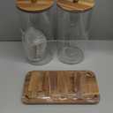 2 PCS 1.5 Gallon Drink dispenser, Glass Beverage Dispenser With Wood Stand, Large Water Drink Dispensers for Parties With Stainless Steel Spigot, Ideal for Lemonade,Juice, Tea, and Party Drinks