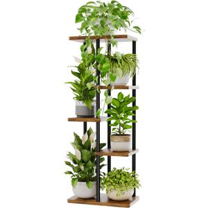 Bamworld Corner Plant Stand Indoor, 5 Tier Metal Plant Shelf for Multiple Plants, Tiered Flower Pot Stands for Patio Garden Balcony Living Room Bedroom, Brown